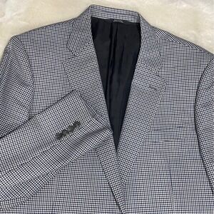Nordstrom Men's Shop Gingham Wool Blazer Sport Coat Jacket 44L